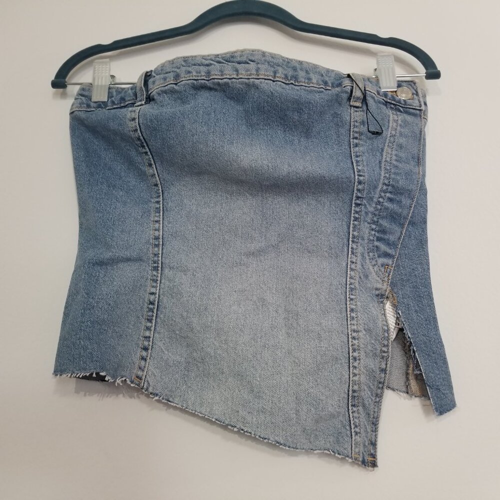 Zara Uneven Denin Crop Top M